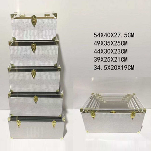 Étui en cuir blanc Caisses en <span class=keywords><strong>bois</strong></span> Grandes valises pour mariage Rangement décoratif Ensemble de 5 - Product Image 2