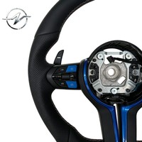 Volant sport en cuir perforé à 3/4 rayons de 35 mm avec coutures en fibre de carbone pour BMW Série 3 F30/F10/F15/F16/F06/F32/F26/F25