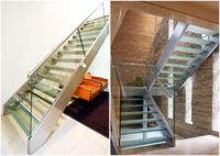 Garde-corps en verre moderne pour extérieur, balustrades d'escalier, marches d'escalier, escalier flottant en verre trempé avec éclairage LED, prix