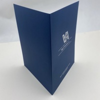 Carpeta de Presentación Corporativa Personalizada en Papel Ecológico Azul Marino con Estampado en Caliente Plateado, Portadocumentos de Oficina