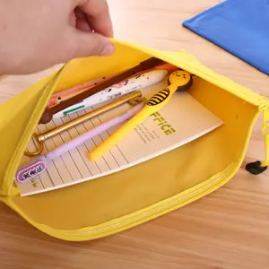 Mesh Document Bag 12-Pcs Plastic Zipper Pen File Document Bag PVC Mesh Zip File Folders With Pockets