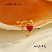 Nouvel ensemble de bijoux tendance pour femme 2026 en acier inoxydable avec zircon rouge, collier enveloppe cœur, boucles d'oreilles et bague pour la Saint-Valentin