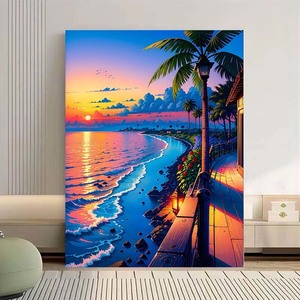 Seaside Sunset Seascape Paint by Numbers Kit, pintura <span class=keywords><strong>de</strong></span> <span class=keywords><strong>paisaje</strong></span> DIY sobre lienzo <span class=keywords><strong>para</strong></span> Artes <span class=keywords><strong>de</strong></span> pared decoración del hogar - Product Image 3