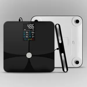 Báscula de peso corporal de cristal Digital para baño con batería Bluetooth, báscula ITO inteligente, báscula de 8 electrodos para grasa corporal