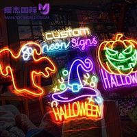 Letrero LED de Acrílico con Diseño de Mago Fantasma para Halloween, Placa de Neón con Alimentación USB, Decoración de Pared de Fantasía para Gamers, Sala de Estar, Decoración de Halloween