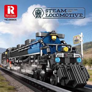 Reobrix 66805 Nouvelle locomotive à vapeur, train, rails, jouet DIY pour enfants, cadeau, ornement de bureau, cadeau de vacances, ensembles de blocs de construction - Product Image 1