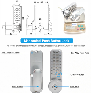 Binnenplaats Drukknop Deurslot Code Mechanisch Toetsenbord Nachtschoot Slot Toetsen Knop Deur 14 Cijfers Digitaal Cijferslot - Product Image 6