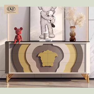 OKF Mobile da Pranzo Pieghevole <span class=keywords><strong>in</strong></span> <span class=keywords><strong>Legno</strong></span> Massello, Design Moderno e Minimalista di Lusso, 4 Cassetti per Salotti di Alta Gamma - Product Image 3