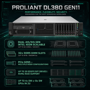 เซิร์ฟเวอร์ ProLiant DL380 Gen11 Blade Server แบบ Dual Xeon DDR5 PCIe 5.0 NVMe SAS ระดับองค์กร พร้อมส่ง - Product Image 2