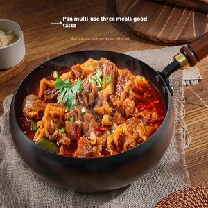 Auténtico Wok Zhangqiu de 24 CM de Acero al Carbono con Mango de Madera, Antiadherente, de Gran Capacidad para Saltear y Hacer Sopas, Auténtico Wok Pequeño Antiguo - Product Image 2