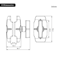 Bras à double douille 3.74 "pour base de montage à bille de 1.5 pouces compatible avec les VIN-C-9A RAM