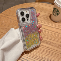 Étui de téléphone IVYMAX Glitter Drops Glue, paillettes bicolores, dégradé de paillettes, TPU+PC 3 en 1, design original, breveté, combo coloré