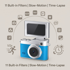 Cámara Digital de Doble Lente 1080P de Alta Resolución con Captura de Sonrisa, Cámara Inteligente de Belleza para Niños, Cámara para Vlogging - Product Image 6