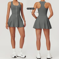 Logo personnalisé Femmes Gym Running Workout Robe Tennis Activewear Séchage rapide Sans manches Zip Golf Wear Suit