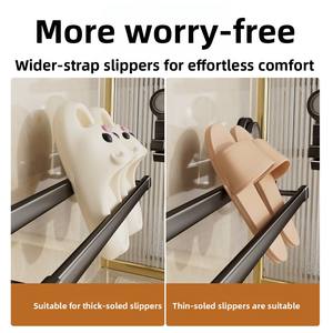 Étagère murale à ventouse pour pantoufles, double barre, sans perçage, simplicité moderne, en ABS, rangement pour salle de bain et toilettes, avec drainage - Product Image 2