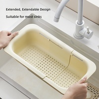 Panier de lavage multifonctionnel pour fruits et légumes, compatible lave-vaisselle, sans BPA, avec égouttoir télescopique en PP pour évier de cuisine et rangement
