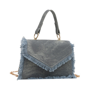 Fashion Lady Denim Blue Petit sac à bandoulière carré avec sac à bandoulière portable au design rétro - Product Image 6