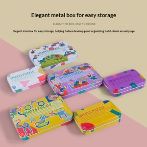 Rompecabezas de Madera con Formas Geométricas para Niños, Juego de Tangram de Animales en Caja de Lata, Juguete Educativo Creativo para Jardín de Infancia - Product Image 2