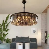 Lampe de style américain de luxe gris fumé Lampe de chambre à coucher haut de gamme Villa Salle à manger Salon Lustre en cristal