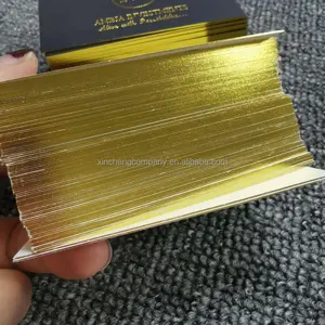 Feuille d'or rose de luxe personnalisée estampage carte noire impression papier cartes de visite avec bords en or rose