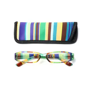 Kacamata presbiopi wanita, lensa mata baca plastik cetakan warna-warni untuk wanita dengan kantong