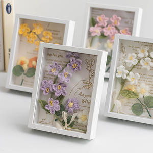 Cadre de fleurs au crochet fini, fait main en laine, décoration de bureau, fleurs persistantes, mignonnes et éternelles, pour la Fête des Enseignants, la Saint-Valentin, Thanksgiving - Product Image 5