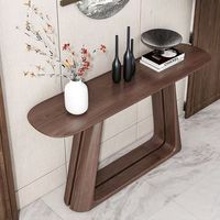 Table console en noyer noir, table console simple en bois massif, table d'appoint étroite