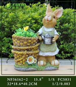 Pot de fleurs en résine <span class=keywords><strong>lapin</strong></span> de Pâques grandeur nature 16 pouces, statue de <span class=keywords><strong>lapin</strong></span> de dessin animé, jardinière animale pour ferme, parc, maison, décorations - Product Image 3