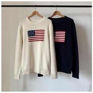 Custom OEM Men Spring Sweater Thermal <strong>Waffle</strong> Knit Crewneck <strong>Jumper</strong> 100% Cotton Long Sleeve Anti-Pilling Loose Casual Jacquard - Product Image 4