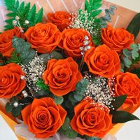 UKIQUEEN Vente en gros de bouquets de roses éternelles orange, roses préservées faites à la main, cadeau pour la Saint-Valentin, anniversaire, pour les amoureux