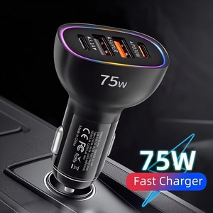 ที่ชาร์จในรถยนต์ 75W 3 พอร์ต PD3.0 QC3.0 อะแดปเตอร์ชาร์จ USB Type-C คู่ สำหรับโทรศัพท์มือถือ แล็ปท็อป กล้อง หูฟัง - Product Image 1