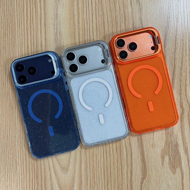 New Crystal Bling Magnetic Case, Clear Hard Shell with Folding Stand Camera Lens Shield for iPhone 17 16 15