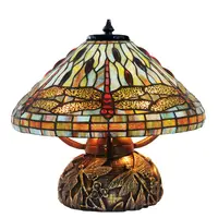 Luminária de mesa artesanal decorativa 16 polegadas, flor de cobre tiffany, vidro colorido