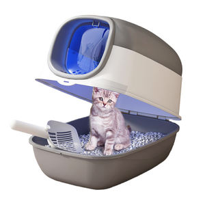 กล่องพลาสติกใส่ทรายแมวขนาดใหญ่ป้องกันน้ำกระเซ็นสำหรับสุนัขและแมวทันสมัย - Product Image 1