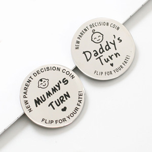 Nueva moneda para tomar decisiones para padres Singli Mummy's Daddy's Turn doble cara plata 30mm regalo para bebé recién nacido - Product Image 6