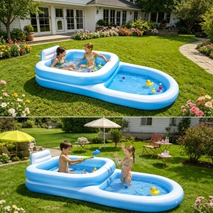 Piscina Familiar Inflable de PVC Reforzado, Piscina Plegable para Exteriores <span class=keywords><strong>con</strong></span> Toldo para Adultos y Niños, para Uso en el Patio del Hogar - Product Image 2