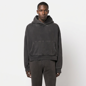 Sweat-shirts pour hommes à épaules tombantes, coupe classique, en molleton français délavé 370 g/m², longueur standard, service OEM, collection hiver - Product Image 1