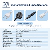 Interrupteur tactile intégré à trois touches 36W 48W 12V / 24V avec variateur d'intensité, étanche IP44, certifié CE CB EMC LVD TUV pour miroir européen