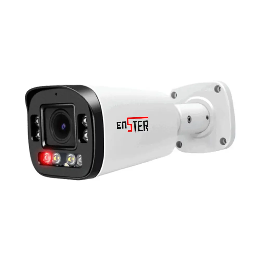 ENSTER kamera IP POE keamanan luar ruangan IP66 warna penuh terbaru dengan sirene lampu kilat merah biru sistem Alarm Audio