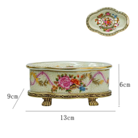 Bol en céramique luxueux de style européen, peint à la main, avec base en cuivre, vaisselle décorative, vase pour fruits, design artistique