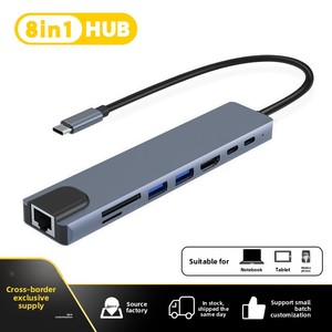 Base de Conexión Tipo-C 8 en 1 de Aleación de Aluminio, Hub USB PD 100W, USB 3.0, RJ45 para Expansión de 100 <span class=keywords><strong>Mbps</strong></span> - Product Image 4