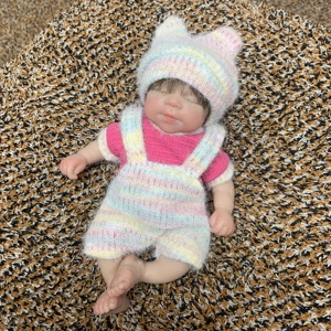 Mini Muñeca de Silicona de 8 Pulgadas, Bebé Niña Realista, Cabello Injertado a Mano <span class=keywords><strong>con</strong></span> Set de Accesorios para Alimentación - Product Image 2