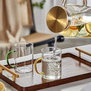 Bán buôn thăng hoa 15OZ cốc thủy tinh 450ml ánh sáng màu xanh lá cây xử lý ly khoảng trống thủy tinh ăn sáng cốc cà phê cho quà tặng giáng sinh - Product Image 3