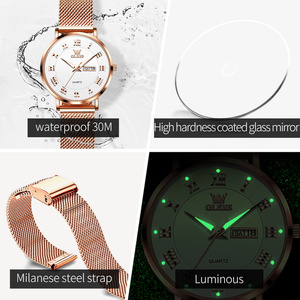 OLEVS 2920 Montre <span class=keywords><strong>femme</strong></span> quartz élégante avec bracelet en acier inoxydable lumineux, logo personnalisé OEM, calendrier, cadeaux élégants pour femmes - Product Image 6