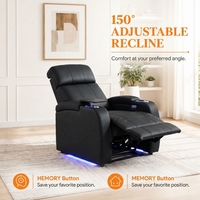 Canapé inclinable électrique moderne 3 places en cuir véritable à gravité zéro avec éclairage LED 7 couleurs pour home cinéma et salon