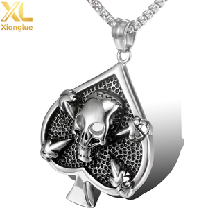 Hot Selling Personality Stainless Steel Vintage <b>Playing</b> <b>Cards</b> Spade Pendant Mens Heart Shape Pendant - Product Image 1