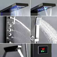 Colonne de douche murale en acier inoxydable noir pour salle de bain