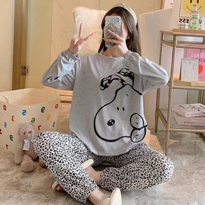 Setelan Piyama Wanita Musim Semi Motif Kartun Lengan Panjang Celana Piyama Kerut Versi Korea Longgar Nyaman Setelan Piyama Dua Potong - Product Image 4