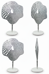 Sculpture abstraite en aluminium de style nautique unique, formes géométriques, design moulé, pour la maison, le bureau, les étagères et les tables. - Product Image 2