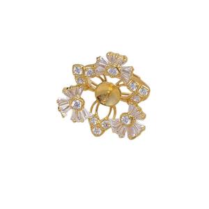 Anillo de Plata 925 de Lujo, Accesorios para DIY, JG5852, Producto Semi-Acabado, Cuentas de Trébol de 12-14mm, Material Relleno de Oro - Product Image 5